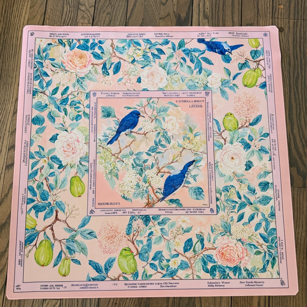 Bluebird and blossom mahjong mat